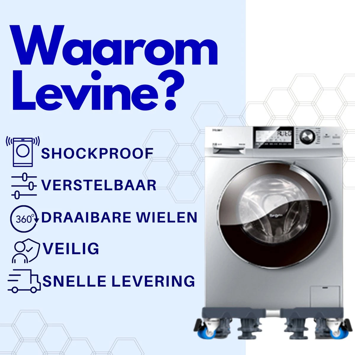 Levine Wasmachine Verhoger Met Wielen - Opbouwmeubel - Universeel - Verplaatsbaar - Extra Stevig - Grijs - Meubelroller - Inclusief 4 Trillingsdempers 4 Levine Wasmachine Verhoger Met Wielen - Opbouwmeubel - Universeel - Verplaatsbaar - Extra Stevig - Grijs - Meubelroller - Inclusief 4 Trillingsdempers - Afbeelding 4