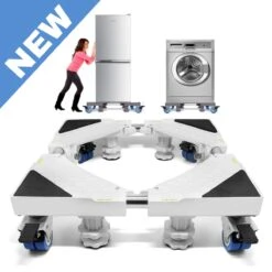 W&Z® Wasmachine Verhoger Met 4 Wielen - Wasmachine Opbouwmeubel Omboumeubel- Wit