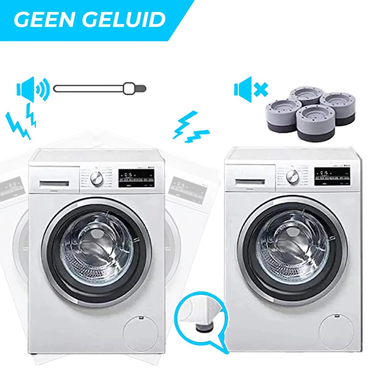 Minismus Wasmachine Trillingsdempers Set Van 4 Stuks - Zwart Vibratie Demper Pads - Antislipmatjes - Trillingsmat 8,5 CM 2 Minismus Wasmachine Trillingsdempers Set Van 4 Stuks - Zwart Vibratie Demper Pads - Antislipmatjes - Trillingsmat 8,5 CM - Afbeelding 2