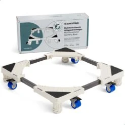 EverestPeak® Wasmachine Verhoger - Multitool - Ook Geschikt Voor Vaatwasser, Koelkast, Vriezer En Droger - Duurzaam - RVS - ABS - Maximaal 400 Kg - Verstelbare + Wieltjes- 50/75 X 9,5/13 Cm