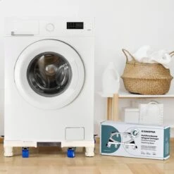 EverestPeak® Wasmachine Verhoger - Multitool - Ook Geschikt Voor Vaatwasser, Koelkast, Vriezer En Droger - Duurzaam - RVS - ABS - Maximaal 400 Kg - Verstelbare + Wieltjes- 50/75 X 9,5/13 Cm -Leifheit Store 1200x1200 3367