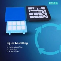 Zigla - HEPA Filterset Geschikt Voor Philips PowerPro Compact/Active Series FC8058/01 Schuim Foam Motor Filter Set -Leifheit Store 1200x1200 3420