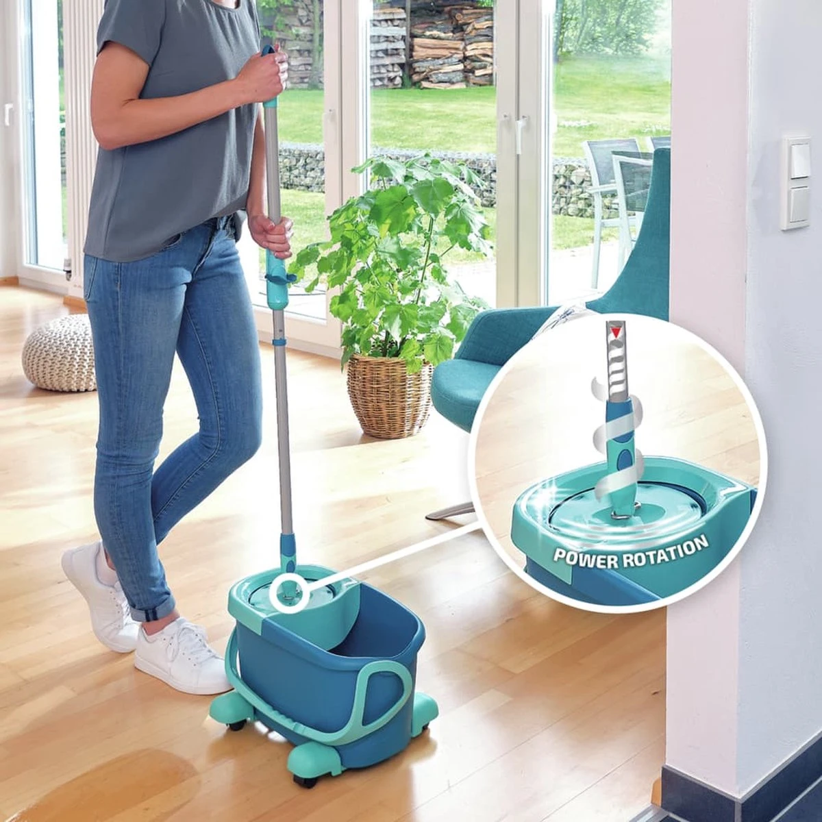 Leifheit Clean Twist Disc Mop Ergo - Dweil Set Compleet Systeem Met Wieltjes - 6 Liter 14 Leifheit Clean Twist Disc Mop Ergo - Dweil Set Compleet Systeem Met Wieltjes - 6 Liter - Afbeelding 14