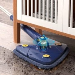 EasyClean - Dweil - Mop - Dweilsysteem - Dweilset - Vloertrekker Met Steel - Vloermop - Vloertrekker - Vloerwisser - Mopset - 360 Graden Schoonmaak - Dweil Met Wringer - Blauw - In Hoogte Verstelbaar - Driehoekig - 3 Gratis Microvezelschoonmaakdoeken -Leifheit Store 1200x1200 41