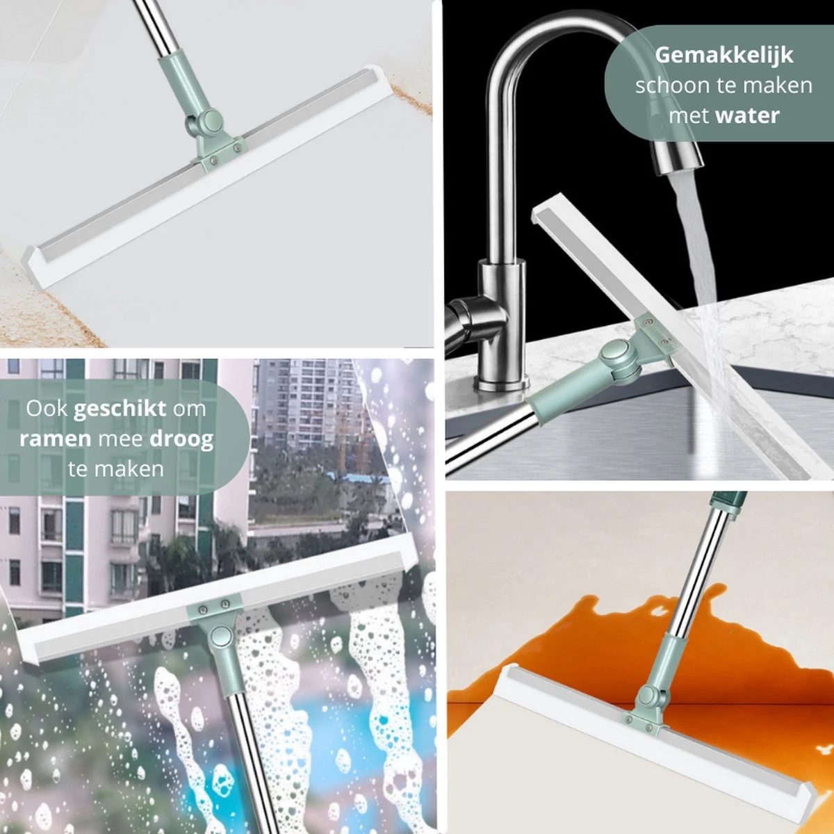 Zafio Vloertrekker Met Steel Vloerwisser Watertrekker Badkamer Douche - 80 / 130 Cm - Uitschuifbaar 3 Zafio Vloertrekker Met Steel Vloerwisser Watertrekker Badkamer Douche - 80 / 130 Cm - Uitschuifbaar - Afbeelding 3