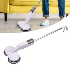 Elektrische Dweil - Elektrische Mop - Dweilapparaat - Elektrische Vloerreiniger - Draadloze Dweil - Incl. Batterijen - Wit/Zilver - -Leifheit Store 1200x1200 453