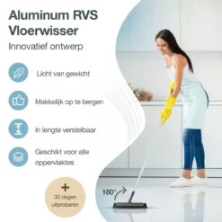 Merkloos Vloertrekker Met Steel - Perfect. Voor Vloer & Raam - Verstelbare Lengte - 180 Graden Draaibaar - Douchewisser - Vloerwisser - Verwijderbare Handgreep-130 Cm -Leifheit Store 1200x1200 459