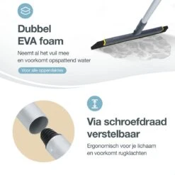 Merkloos Vloertrekker Met Steel - Perfect. Voor Vloer & Raam - Verstelbare Lengte - 180 Graden Draaibaar - Douchewisser - Vloerwisser - Verwijderbare Handgreep-130 Cm -Leifheit Store 1200x1200 463