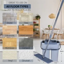 Add To Life Dweilsysteem Vloerwisser - Mop - Self-wash- En Droogsysteem - 2 Stuks Absorberende Pads - Met Emmer - Grijs -Leifheit Store 1200x1200 465