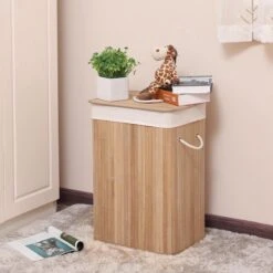 FEDEC Bamboe Wasmand 72L - Deksel En Uitneembare Linnen Waszak - 29x39x57 CM -Leifheit Store 1200x1200 536