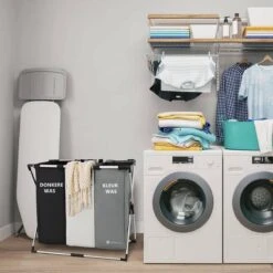 Casa & Vita Wasmand 3 Vakken - Wassorteerder - Wasbox - Laundry Basket - Organizer Kleding - Driedubbele Wasmand - 90L -Leifheit Store 1200x1200 542
