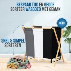 Strex Wasmand Met 3 Vakken 143L - Opklapbaar - Wassorteerder -Leifheit Store 1200x1200 591