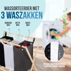 Strex Wasmand Met 3 Vakken 143L - Opklapbaar - Wassorteerder -Leifheit Store 1200x1200 592