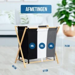 Strex Wasmand Met 3 Vakken 143L - Opklapbaar - Wassorteerder -Leifheit Store 1200x1200 594