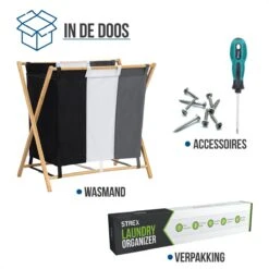 Strex Wasmand Met 3 Vakken 143L - Opklapbaar - Wassorteerder -Leifheit Store 1200x1200 596