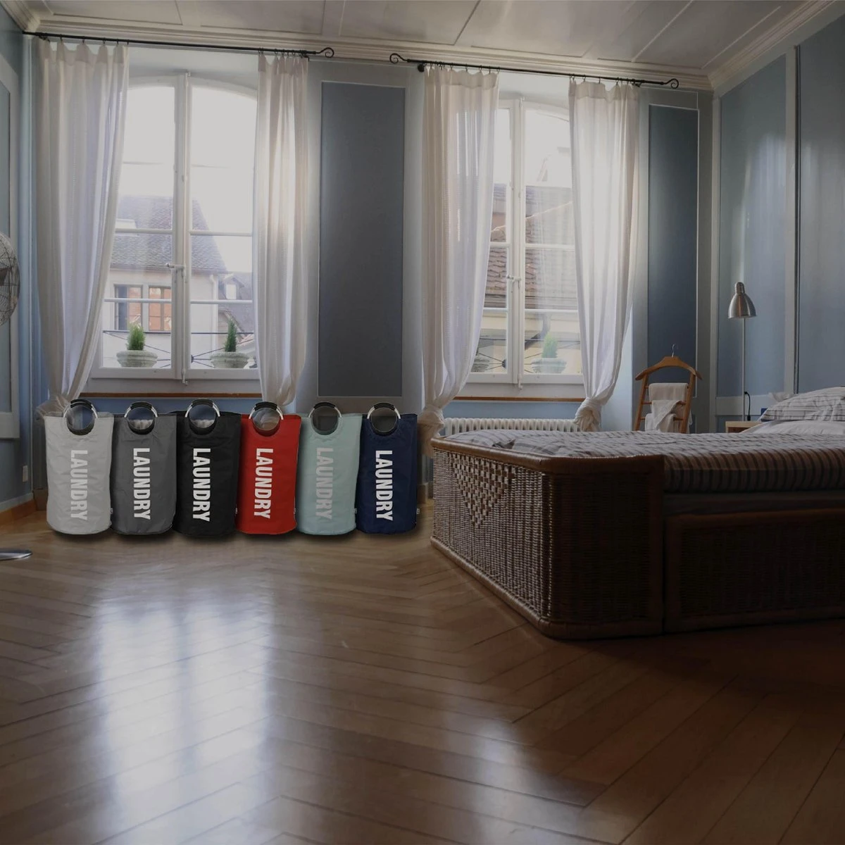 Wonair Wasmand – Waszak – Laundry Bag - Wassorteerder - Opvouwbaar – 81L – Zwart 4 Wonair Wasmand – Waszak – Laundry Bag - Wassorteerder - Opvouwbaar – 81L – Zwart - Afbeelding 4