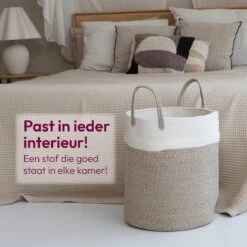 Gadgy Wasmand Katoen - Opbergmand 52 Ltr - Mand Rond Met Handvaten - Wasbox Opvouwbaar - Speelgoedmand -Leifheit Store 1200x1200 630