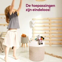 Gadgy Wasmand Katoen - Opbergmand 52 Ltr - Mand Rond Met Handvaten - Wasbox Opvouwbaar - Speelgoedmand -Leifheit Store 1200x1200 631