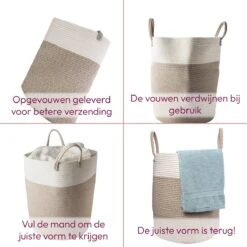 Gadgy Wasmand Katoen - Opbergmand 52 Ltr - Mand Rond Met Handvaten - Wasbox Opvouwbaar - Speelgoedmand -Leifheit Store 1200x1200 632