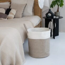 Gadgy Wasmand Katoen - Opbergmand 52 Ltr - Mand Rond Met Handvaten - Wasbox Opvouwbaar - Speelgoedmand -Leifheit Store 1200x1200 633