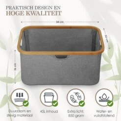 MIRI Opvouwbare Wasmand – Heupwasmand – Wasmanden – Opbergmand – Wasbox – 45L – Bamboe – Laundry Basket 15 MIRI Opvouwbare Wasmand – Heupwasmand – Wasmanden – Opbergmand – Wasbox – 45L – Bamboe – Laundry Basket -Leifheit Store 1200x1200 645