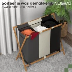 Noswo Wasmand Met 3 Vakken - Wassorteerder - Opvouwbaar - Wasbox - 143L - Bamboe 10 Noswo Wasmand Met 3 Vakken - Wassorteerder - Opvouwbaar - Wasbox - 143L - Bamboe -Leifheit Store 1200x1200 649