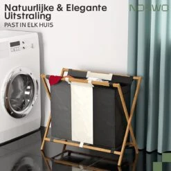 Noswo Wasmand Met 3 Vakken - Wassorteerder - Opvouwbaar - Wasbox - 143L - Bamboe 15 Noswo Wasmand Met 3 Vakken - Wassorteerder - Opvouwbaar - Wasbox - 143L - Bamboe -Leifheit Store 1200x1200 652