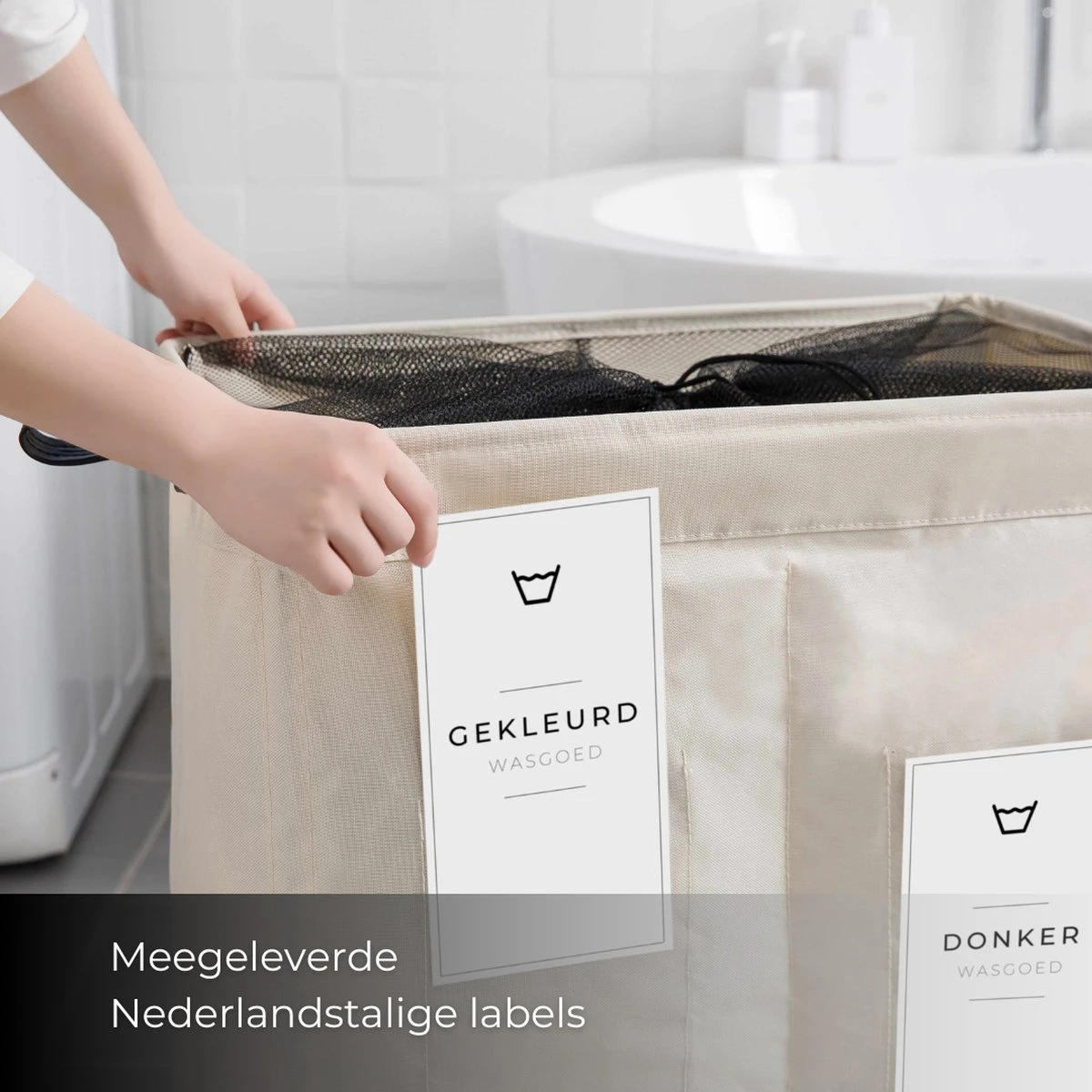 Wasmand 3 Vakken - Hotel Wassorteerder - NL Opdruk & Wielen - Opvouwbaar - Hotel - 100 Liter 9 Wasmand 3 Vakken - Hotel Wassorteerder - NL Opdruk & Wielen - Opvouwbaar - Hotel - 100 Liter - Afbeelding 9