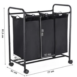 Songmics Wassorteerder – Wasmand – Wasbox – Waswagen – Was Sorteren - Wascollector – Zwart -Leifheit Store 1200x1200 667