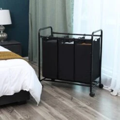 Songmics Wassorteerder – Wasmand – Wasbox – Waswagen – Was Sorteren - Wascollector – Zwart -Leifheit Store 1200x1200 671