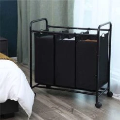 Songmics Wassorteerder – Wasmand – Wasbox – Waswagen – Was Sorteren - Wascollector – Zwart -Leifheit Store 1200x1200 672