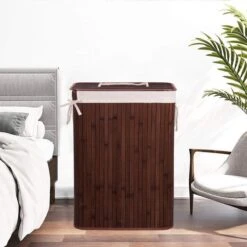 Springos Wasmand | Met Deksel | Opvouwbaar | 72 Liter | Met Uitneembare Waszak | Wasmand | Bruin -Leifheit Store 1200x1200 682