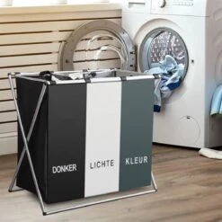 Wasmand 3 Vakken 90L - Opvouwbare Wassorteerder Met NL Opdruk - Aluminium Frame - -Leifheit Store 1200x1200 696
