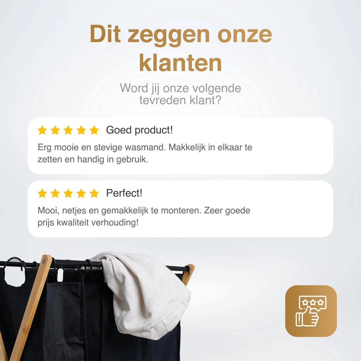 JASC Wasmand 3 Vakken - Wassorteerder - Wasmanden - Zwart - Bamboe - 128 Liter 8 JASC Wasmand 3 Vakken - Wassorteerder - Wasmanden - Zwart - Bamboe - 128 Liter - Afbeelding 8