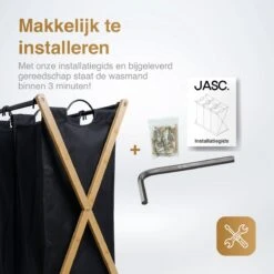 JASC Wasmand 3 Vakken - Wassorteerder - Wasmanden - Zwart - Bamboe - 128 Liter 20 JASC Wasmand 3 Vakken - Wassorteerder - Wasmanden - Zwart - Bamboe - 128 Liter -Leifheit Store 1200x1200 705