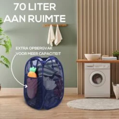 Allsa Wasmand - Opvouwbare Wasmand - 70 L - Extra Opbergvak - Stevig - Blauw -Leifheit Store 1200x1200 707