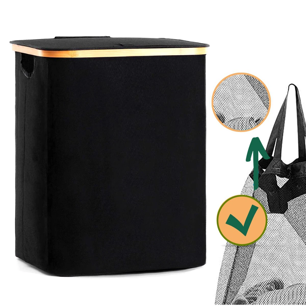 BrandtBergkamp Wasmand Zwart - 2 Stuks - Opvouwbare Wasmand - Wassorteerder - 150L 7 BrandtBergkamp Wasmand Zwart - 2 Stuks - Opvouwbare Wasmand - Wassorteerder - 150L - Afbeelding 7