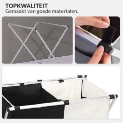 Buxibo Wasmand 2 Vakken - Wassorteerder - Wasmanden - Opvouwbaar - Wasbox - 90L - Laundry Basket - Dubbele Wasmand -Leifheit Store 1200x1200 734