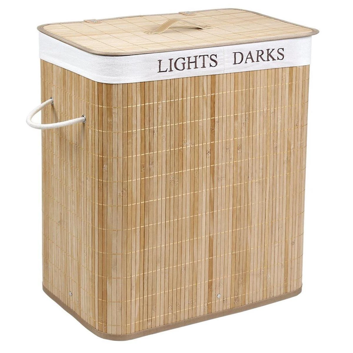 Grote Bamboe Wassorteerder Met 2 Vakken - 100 L - Natuurlijk Bruin 3 Grote Bamboe Wassorteerder Met 2 Vakken - 100 L - Natuurlijk Bruin - Afbeelding 3