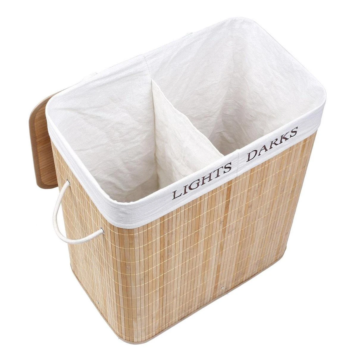 Grote Bamboe Wassorteerder Met 2 Vakken - 100 L - Natuurlijk Bruin 6 Grote Bamboe Wassorteerder Met 2 Vakken - 100 L - Natuurlijk Bruin - Afbeelding 6