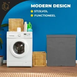 LIVILO - Wasmand – 3 Vakken Met Deksel – Opvouwbaar – 120 Liter – Met 3 Uitneembare Waszakken – Stoffen Wasmand – Grijs -Leifheit Store 1200x1200 770