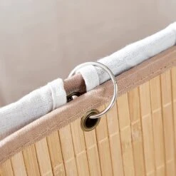 Merkloos Bamboe Wasmand Met Deksel, Katoenen Zak En Handvaten - 72L - Natuurlijk Bruin -Leifheit Store 1200x1200 773