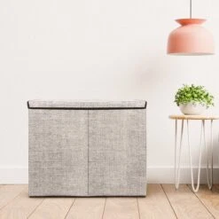 Zonovi Wasmand – 3 Vakken Met Deksel – Opvouwbaar – Wassorteerder – Dubbele Wasmand – Laundry Basket – Wasbox – Organizer Kleding - Stof – Grijs – 110 Liter -Leifheit Store 1200x1200 784