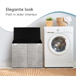 Zonovi Wasmand – 3 Vakken Met Deksel – Opvouwbaar – Wassorteerder – Dubbele Wasmand – Laundry Basket – Wasbox – Organizer Kleding - Stof – Grijs – 110 Liter -Leifheit Store 1200x1200 785