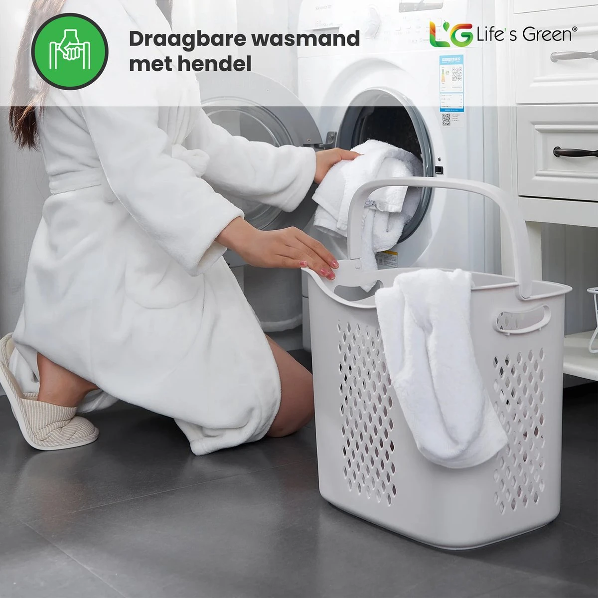 Life’s Green® - Wasmand - Wasmand 3 Vakken - Wassorteerder - Ophangbaar 9 Life’s Green® - Wasmand - Wasmand 3 Vakken - Wassorteerder - Ophangbaar - Afbeelding 9