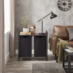 Merkloos Wasmand Met 2 Vakken, Grote Wassorteerder Met Uitschuifbare Waszakken, Bruin En Zwart -Leifheit Store 1200x1200 805