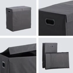 LifeGoods Dubbele Wasmand - 120L - Deksel En Handvaten - 2 Vakken - Grijs -Leifheit Store 1200x1200 819