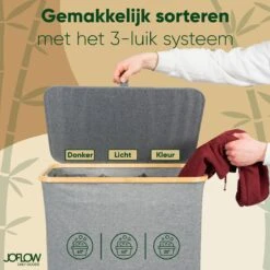 JoFlow® Wasmand Met Wassorteerder En Deksel | Wasbox Met 3 Vakken | Bamboe | 120L 13 JoFlow® Wasmand Met Wassorteerder En Deksel | Wasbox Met 3 Vakken | Bamboe | 120L -Leifheit Store 1200x1200 828