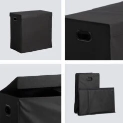 LifeGoods Wasmand - 2 Vakken Met Deksel - Opvouwbaar - 120 L - Wassorteerder - Stof - Zwart -Leifheit Store 1200x1200 845