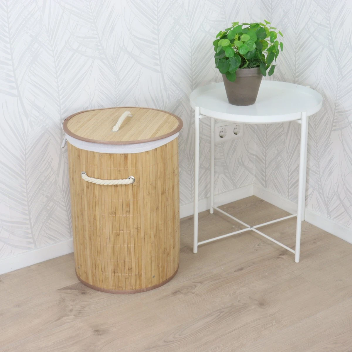 Orange85 Wasmand - Met Deksel - Rond Bamboe - 48 Liter - Bruin - 35x50 Cm - Wasmanden 2 Orange85 Wasmand - Met Deksel - Rond Bamboe - 48 Liter - Bruin - 35x50 Cm - Wasmanden - Afbeelding 2